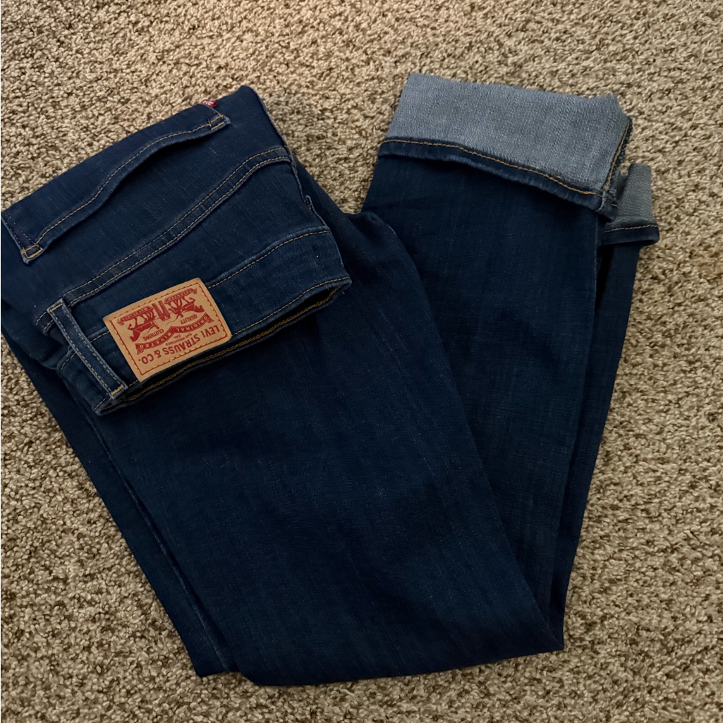 Levis Indigo Denim Jeans With Cuffed Hem